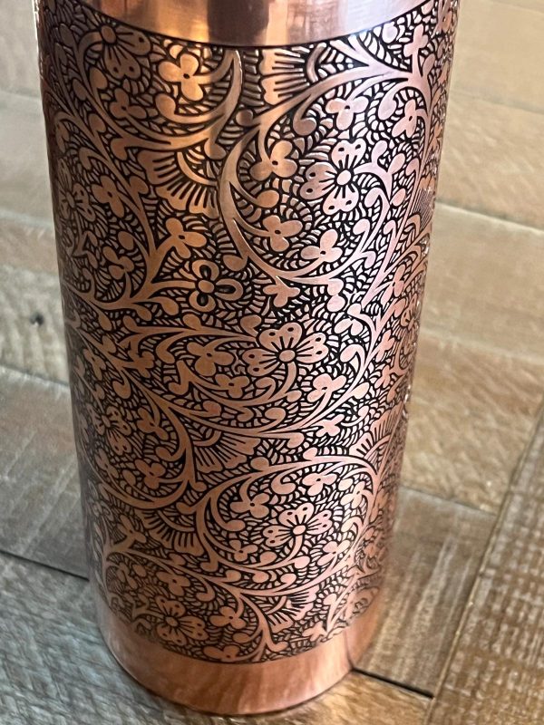 Copper Water Bottle (Black Etching Pattern) - Image 3