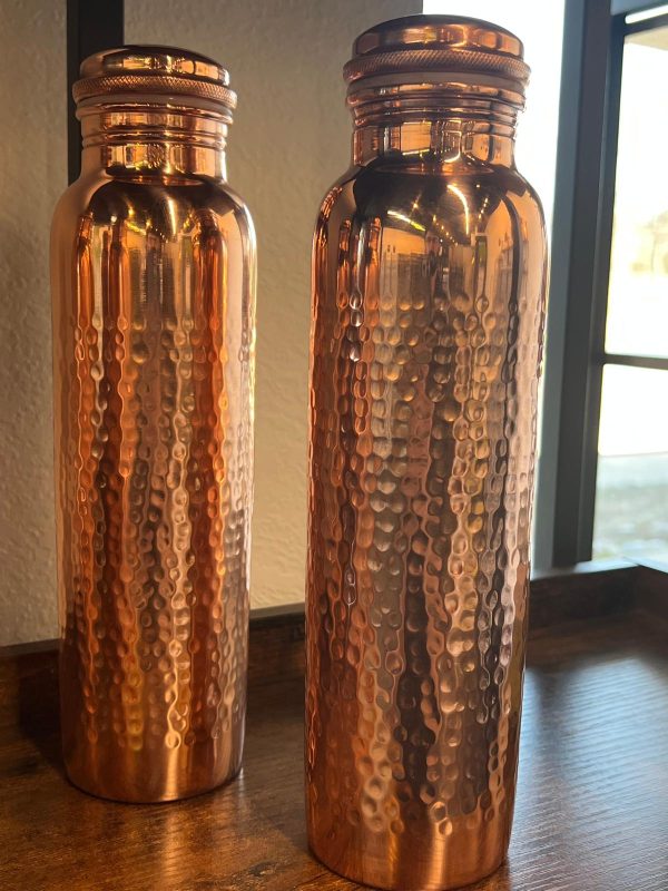 Copper Water Bottle (Hammered Pattern)